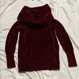 White House Black Market Deep Red Cowl Neck Sweater